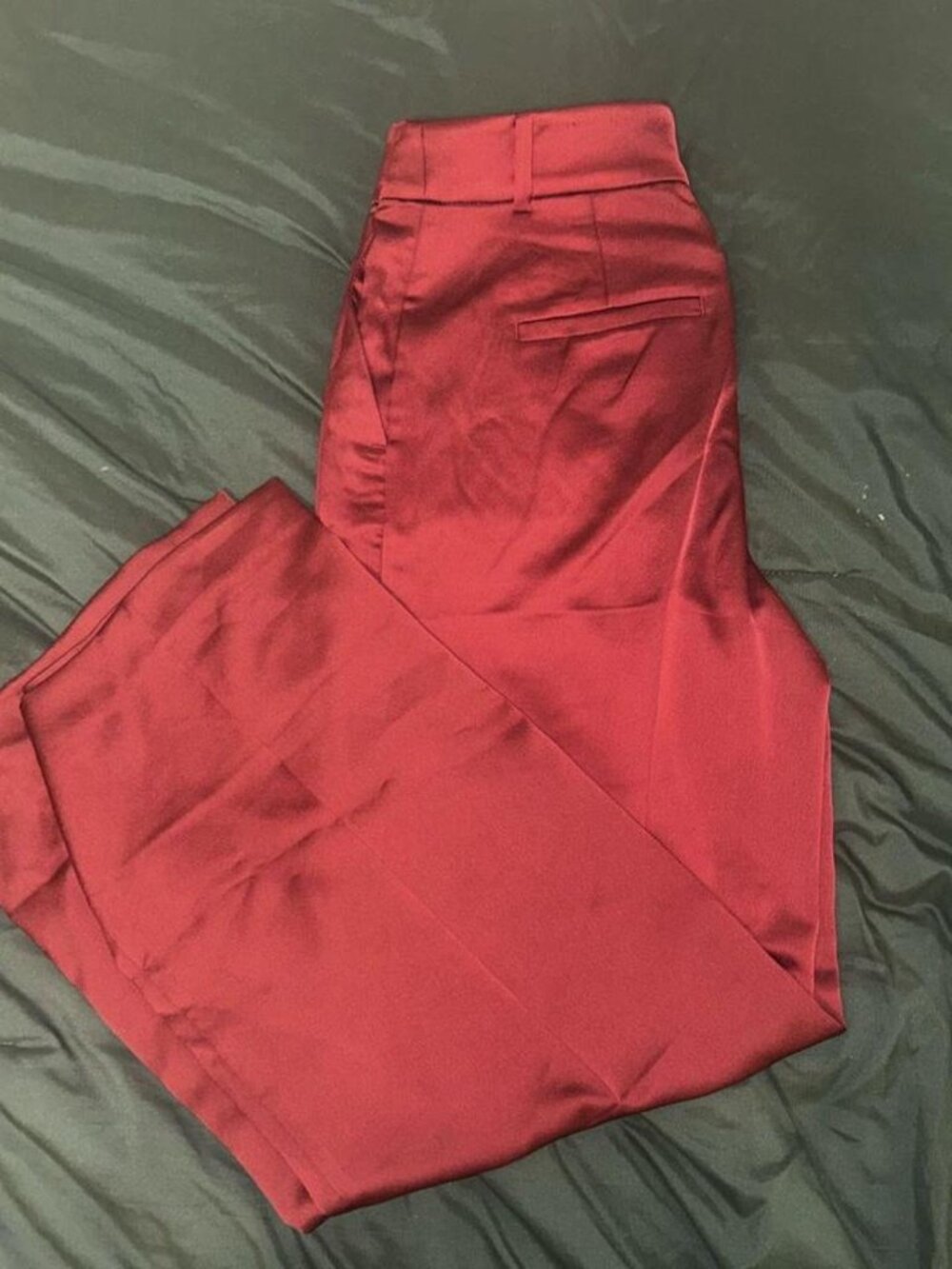 LOFT Burgundy Satin Wide Leg Pants Size 4 High Rise Silky Trousers Going Out